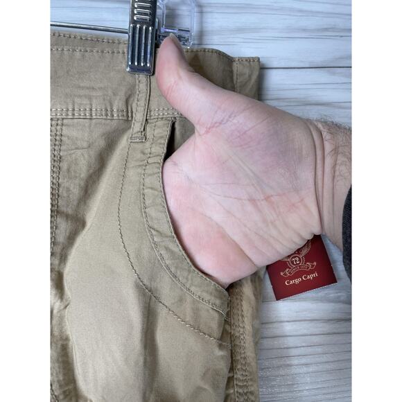 Faded Glory Capri Pants Womens 14 Khaki Cargo Stretch Pockets Zip Fly Casual - Picture 3 of 12